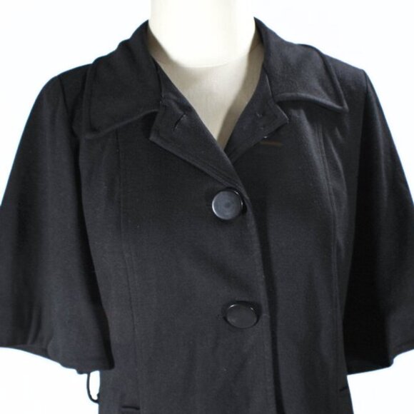 Vintage-Inspired Black Flutter Sleeve Capelet Jacket Medium Corporate Goth - Picture 7 of 10